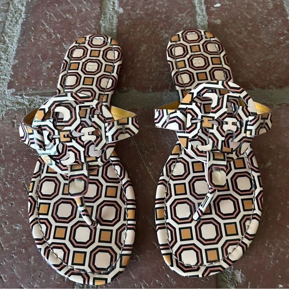 Tory Burch Miller Printed Patent Leather Sandal Ballet Pink Octagon Square 7.5 - Picture 6 of 10